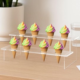 SYXLS Acrylic Ice Cream Display Stand, 8-Hole, Made Of Acrylic Material, Transparent And Clear, Suitable For Weddings, Birthday Parties, Cafes, Dessert Shops, Space Saving, Easy to Clean (Rectangle)