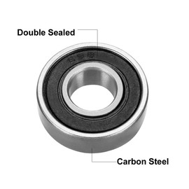 uxcell 698-2RS Deep Groove Ball Bearing Double Sealed 1180098, 8mm x 19mm x 6mm Carbon Steel Bearings (Pack of 4)