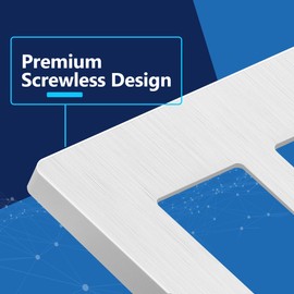 LIDER Brushed Finish Decorator Switch Cover, Screwless Wall Plate, Mid-Size 2-Gang 4.88" x 4.92", Unbreakable Polycarbonate Thermoplastic, UL Listed, LSWP-32M-BW, Brushed White