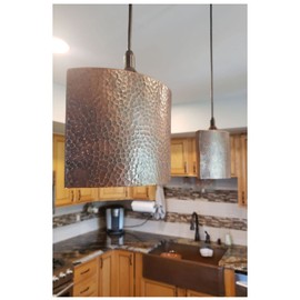 Premier Copper Products Hand Hammered Copper 8" Oval Cylinder Pendant Light