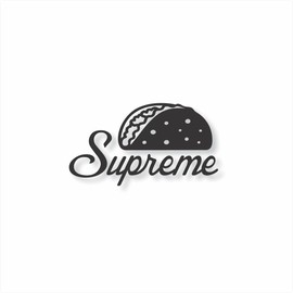 Byzee Taco Supreme Decal | Die Cut Vinyl Window Sticker for Tacoma Truck | White 4.5" Inch Waterproof Graphic for Vehicle Exterior or Interior | Funny Sport/TRD Gift Accesories (Matte Black)