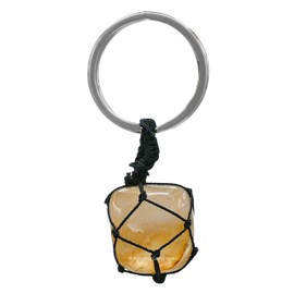 Citrine Crystal Car Key Holder - Crystals and Healing Stones Car Keys Keychain for Gift for Christmas Stockings Stuffers for Women Men Teen Kids (Tumbled Crystal Macrame Keychain)