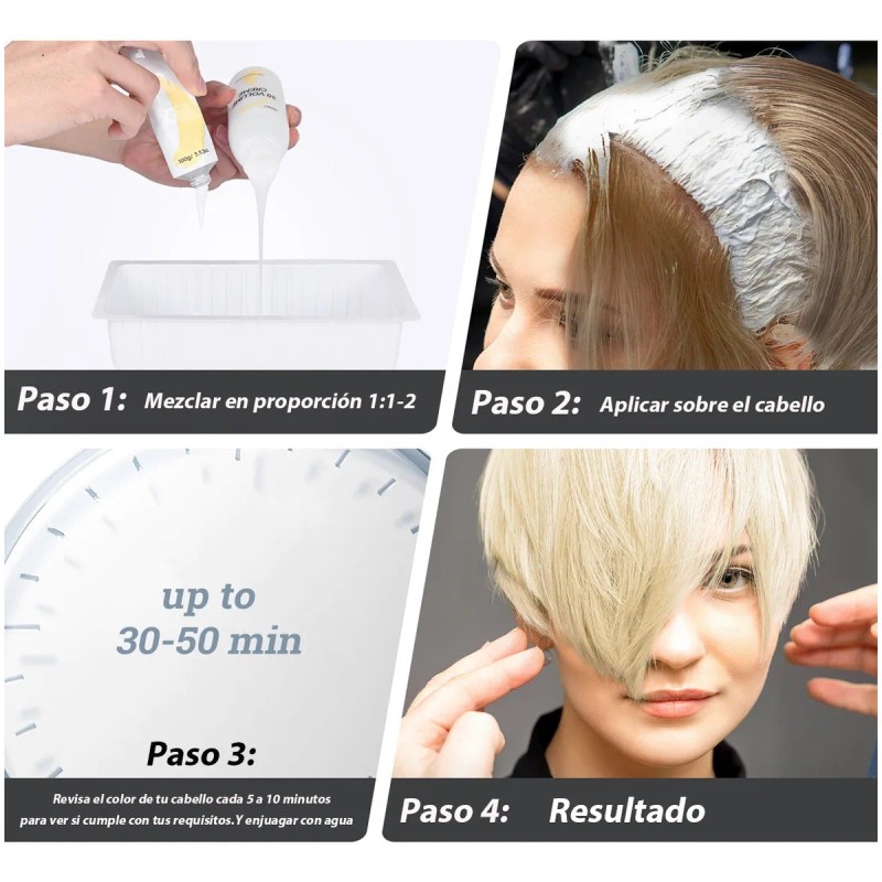 Kit Decolorante Para Cabello 100g Y Peroxido 30 Vol 100