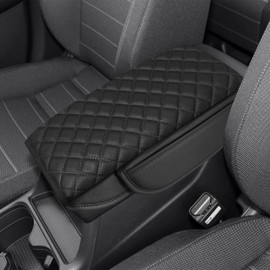 SENSHINE Armrest Cover for Honda CRV Accessories 2023 2024 Center Console Cover Anti-Scratch Leather Armrest Decoration with 2 Side Pockets for CRV Interior Accessories (Black Stitch)