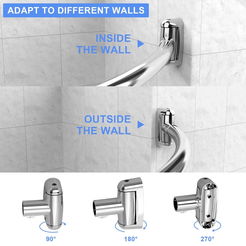 Tlooe Curved Shower Curtain Rod, 45-72 Inches Adjustable Curved Shower
