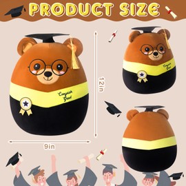 Blueweenly Graduation Bear 12 Inch Stuffed Animal Plush with Cap Class of 2025 Graduation Gifts Bear for Her, for Him, for College, Present Doll Gifts Celebratory Souvenir(Black)