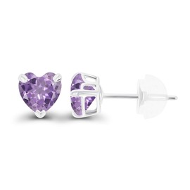 Genuine 925 Sterling Silver 5mm Heart Natural Rose De France February Birthstone Genuine Stud Earrings For Women
