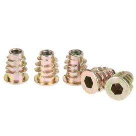 Haosie Threaded Inserts, 50PCS M5 Wood Insert, M5*13mm Insert Zinc Alloy Nut for Hex Drive Head Furniture Nuts Threaded