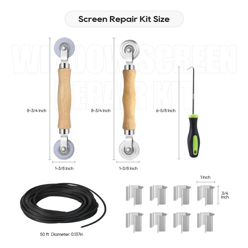King&Charles Window Screen Door Repair/Replacement Kit, Include Gray Screen Mesh