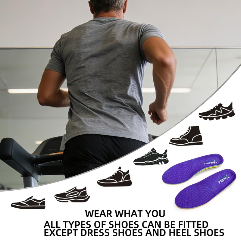 VALSOLE Heavy Duty 220+ lbs Orthotic Inserts for Plantar Fasciitis