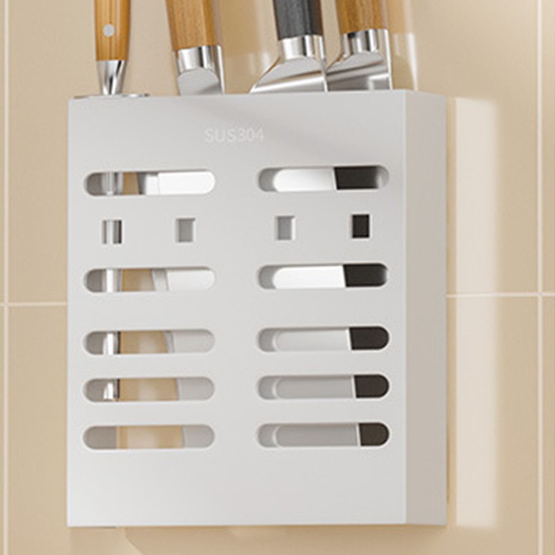 Utensil Holder Stainless Steel Wall Mount Chopstick Draining Storage Shelf