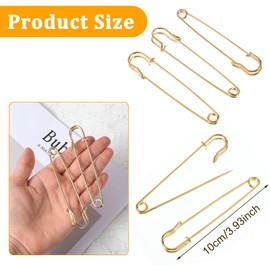 15 Pcs Large Safety Pins Gold Extra Large Safety Pins 4 Inch Safety Pins Heavy Duty Upgrade Safety Pins for Clothes Shawls Leather Canvas Blankets Crafts Kilts(Gold)