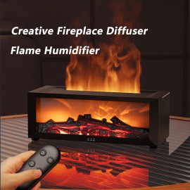 Fireplace Aroma Diffuser 7 Color Flame With Remote Control Cool Mist Humidifier