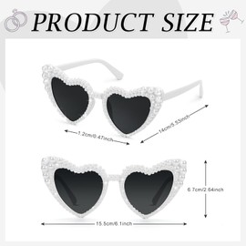 Etercycle White Sunglasses, Heart Sunglasses Bachelorette Gifts, Vintage Pearl Heart Glasses For Bachelorette Party Favors
