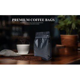 Premium Coffee Bags with Valve (100 pcs, 12 oz) Standing Coffee Beans Storage Bags, Reusable Heat Sealable Side Zipper Pouches, Eco-Friendly Packaging, Perfect for Home and Office - White