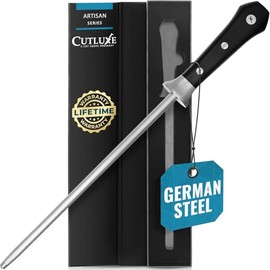 Cutluxe Honing Rod, Sharpening Steel for Kitchen Knives – 12" Honing Steel – Ergonomic Handle Design – Artisan Series