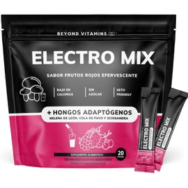 Electrolitos Sin Azúcar En Polvo Beyond Vitamins | Hidratación Baja en Calorías, apto dieta Keto | Sabor fresco y vibrante para una recuperación increíble | 20 sticks individuales (20 Sticks, Frutos Rojos Efervescente (Con Hongos))