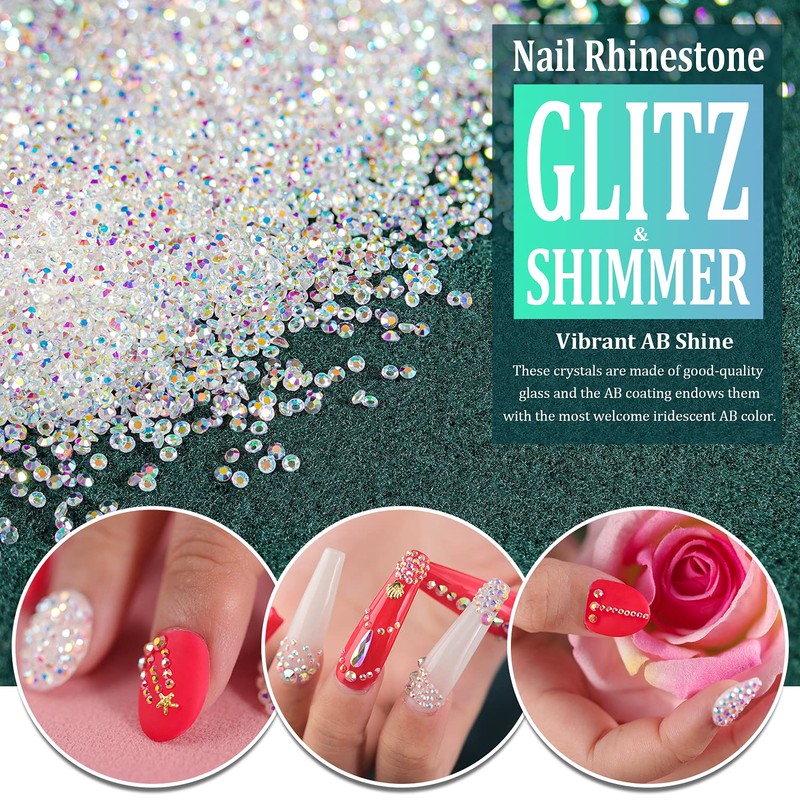 Tiny Nail Rhinestones 15000PCs 1.2mm Ultra Mini Pixie AB Glass