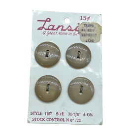4 Vintage Lansing 2-Hole Buttons Original 15¢ Card Light Pearlescent Beige 7/8"