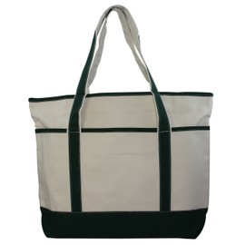 Large Canvas Zippered Tote Bag