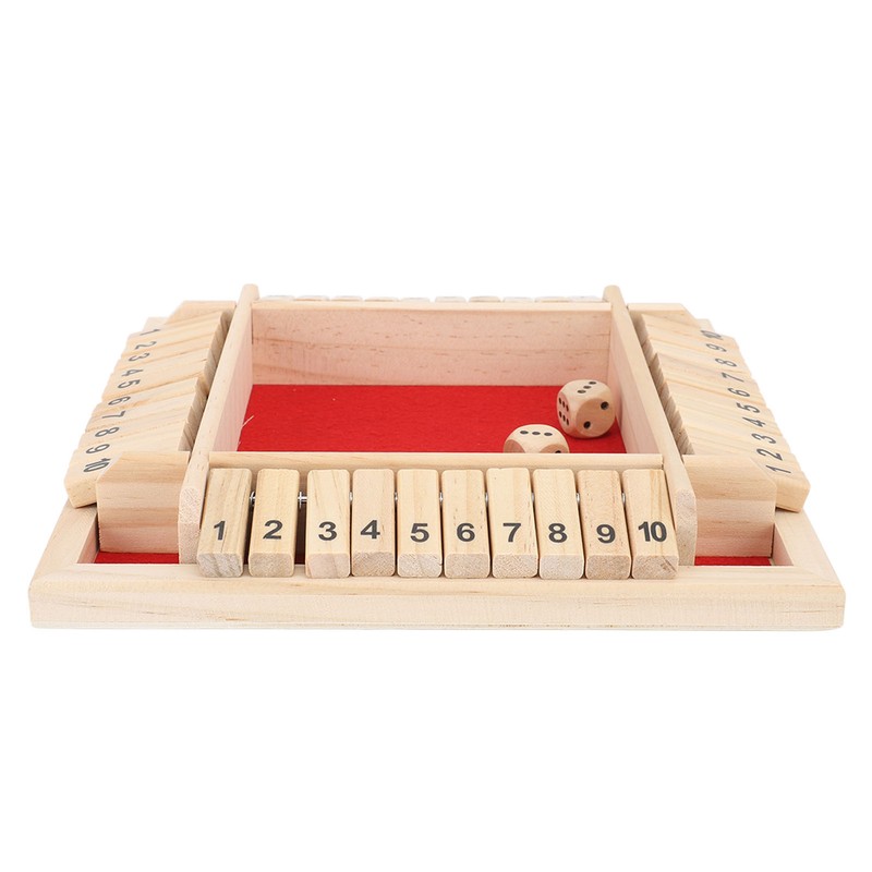 4 Sided Shut The Box Dice Game Wooden Board Table