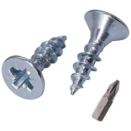 SKIR'CO (100 pcs) Zinc Plated Steel 4.0 x 14 mm Wood Screws, Pozidriv Countersunk Head, Chipboard Screws, PZ Fully Threaded