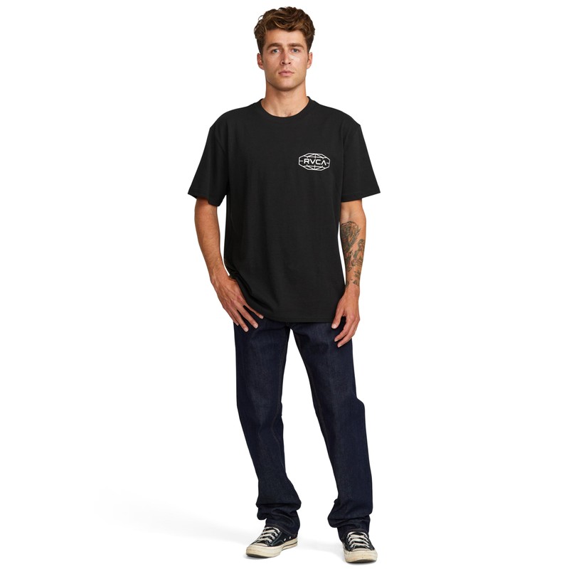 RVCA Men's Global Hex Short Sleeve Tee, Black