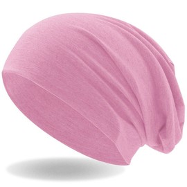 Hatstar® Classic women's beanie hat, men's jersey long beanie, unisex, elastic, light and soft, pink