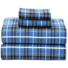 Ruvanti 100% Cotton 4 Piece Flannel Sheets Full - Deep Pocket - Warm - Super Soft - Breathable Full Size Flannel Bed Sheets Set. Flannel Bed Set Include Flat Sheet, Fitted Sheet & 2 Pillowcases (Full)