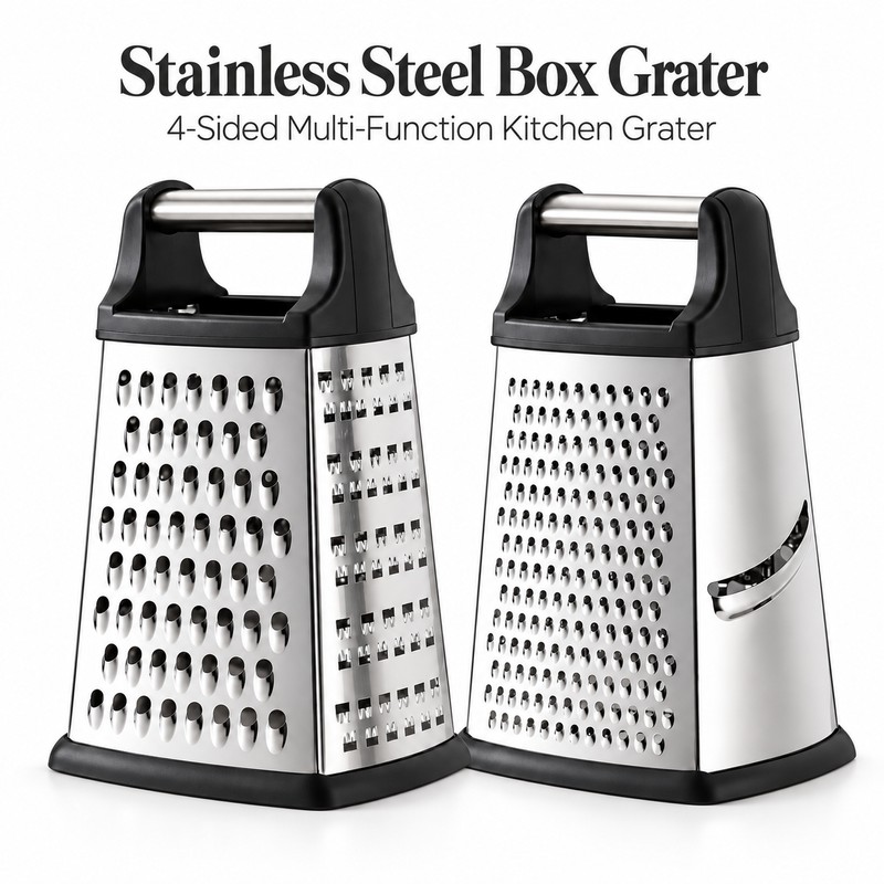 4-Sided Stainless Steel Box Grater for Vegetable Prep – Multi-Surface