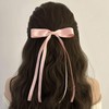 TseanYi Bow Satin Hair Clip Pink Ribbon Bow Hairclips Long