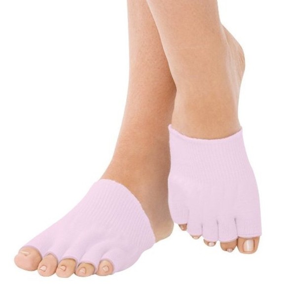 MojaSports Gel-lined Open Toes Compression Socks Therapeutic Spa Toe Separating Comfy Socks Foot Pain Relief Moisturizing Recovery Dry Cracked Skin. (Pink : 1 Pair)