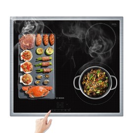KitchenRaku Large Induction Cooktop Protector Mat, Translucent (Magnetic) Electric Stove Burner Covers Antiscratch as Glass Top Stove Cover or Electric Stove Top (Monochromatic black, 52x78CM)