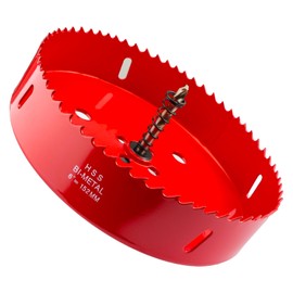 Hole Saw 6 Inch(152mm) for Wood, Plastic Board, Ceiling,Drywall, and Metal Sheet - HSS Bi-Metal Hole Cutter with Pilot Drill Bit