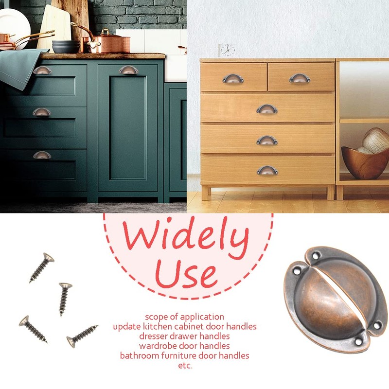 Ruidee 12 Picecs Shell Cup Handles Vintage Half Moon Drawer