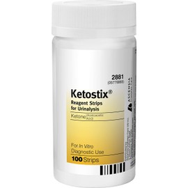 Ketostix Reagent Strips for Urinalysis, Measure Ketone Levels, 100-Count Box