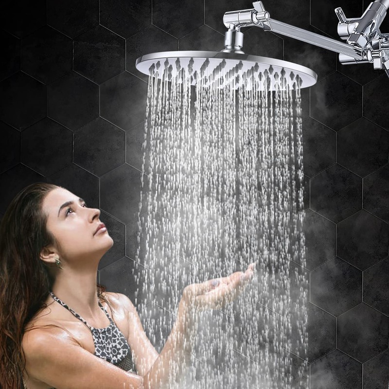 G-Promise All Metal Dual Shower Head Combo, 8 Inch Rainfall