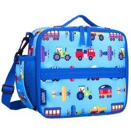 Wildkin ECO rPET Next Gen Lunch Box for Boys and Girls - Durable Exterior and Insulated Interior with Multiple Carrying Options, Keep Your Food Fresh for School & Travel - Trains, Planes & Trucks