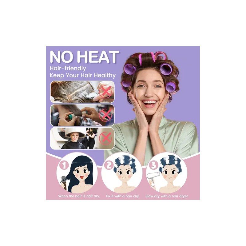 33pcs Hair Rulos Tubos Plástica Para Cabello Autoadheribles Rojo Y