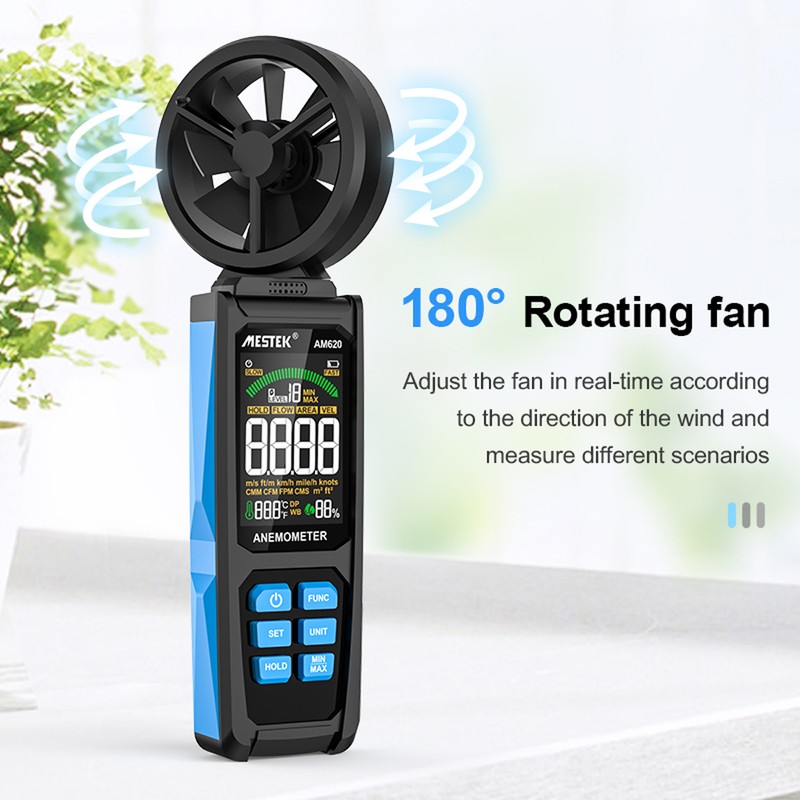 Handheld High Accuracy Anemometer Double Bearing 8-blade Fan Digital Anemometer