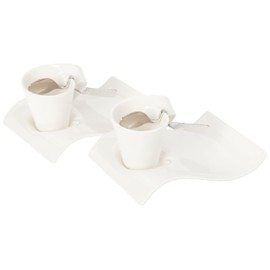 Villeroy & Boch NewWave Caffe 6-Piece Espresso Set, Set for 2, Premium Porcelain, Made in Germany
