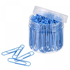 sourcing map Paper Clips Medium Size 2 Inch Vinyl Coated to Prevent Tearing Pages with Box for Organize Office Home Blue Count 100