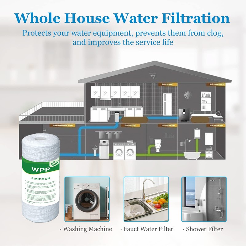 VEGEBE 5 Micron Water Filter 10" x 4.5", 10-inch Whole