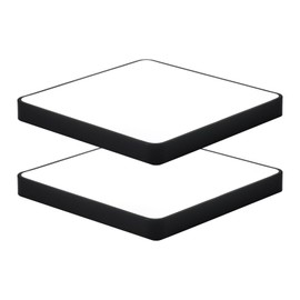 Ganeed 12 Inch 24W Flush Mount Square LED Ceiling Light, 6500K Cool White Flush Mount Light Fixture, 1440LM Bright Flat Ceiling Light Fixtures for Bedroom, Living Room, Hallway (Black-2 Pack)