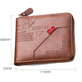 YUEcthynous Wallets for Men, Vintage Wallet for Men, Wallet with Zip, Leather Men Wallet with ID Window and Multi Card Slots, Small Men's Leather Wallet (Brown), brown, M, Retro