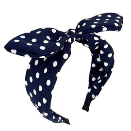 Deghew Red Polka Dot Bow headbands cute headbands hair accessories for women and girls (Wave Dot Navy, one size)