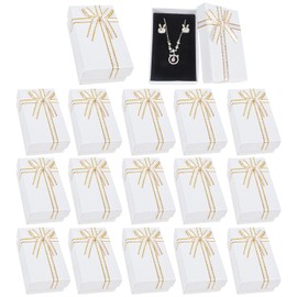 Pack of 15 Small Gift Boxes for Jewellery, 8 x 5 x 3 cm Jewellery Gift Boxes with Bow, Cardboard, Necklace, Earrings, Gift Box for Wedding, Birthday, Valentine's Day (White)