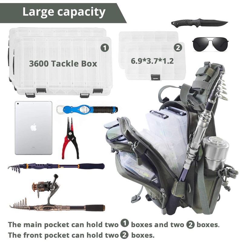 BLISSWILL Fishing Backpack Outdoor Tackle Bag Large Water-resistant Fish pack