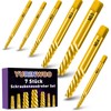7 PCS Titanium-Plated Screw Extractor Set, Chrome Vanadium Steel, Easy