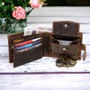 MORUCHA Wallets Men Anti-Theft RFID Blocking Genuine Distressed Hunter Leather